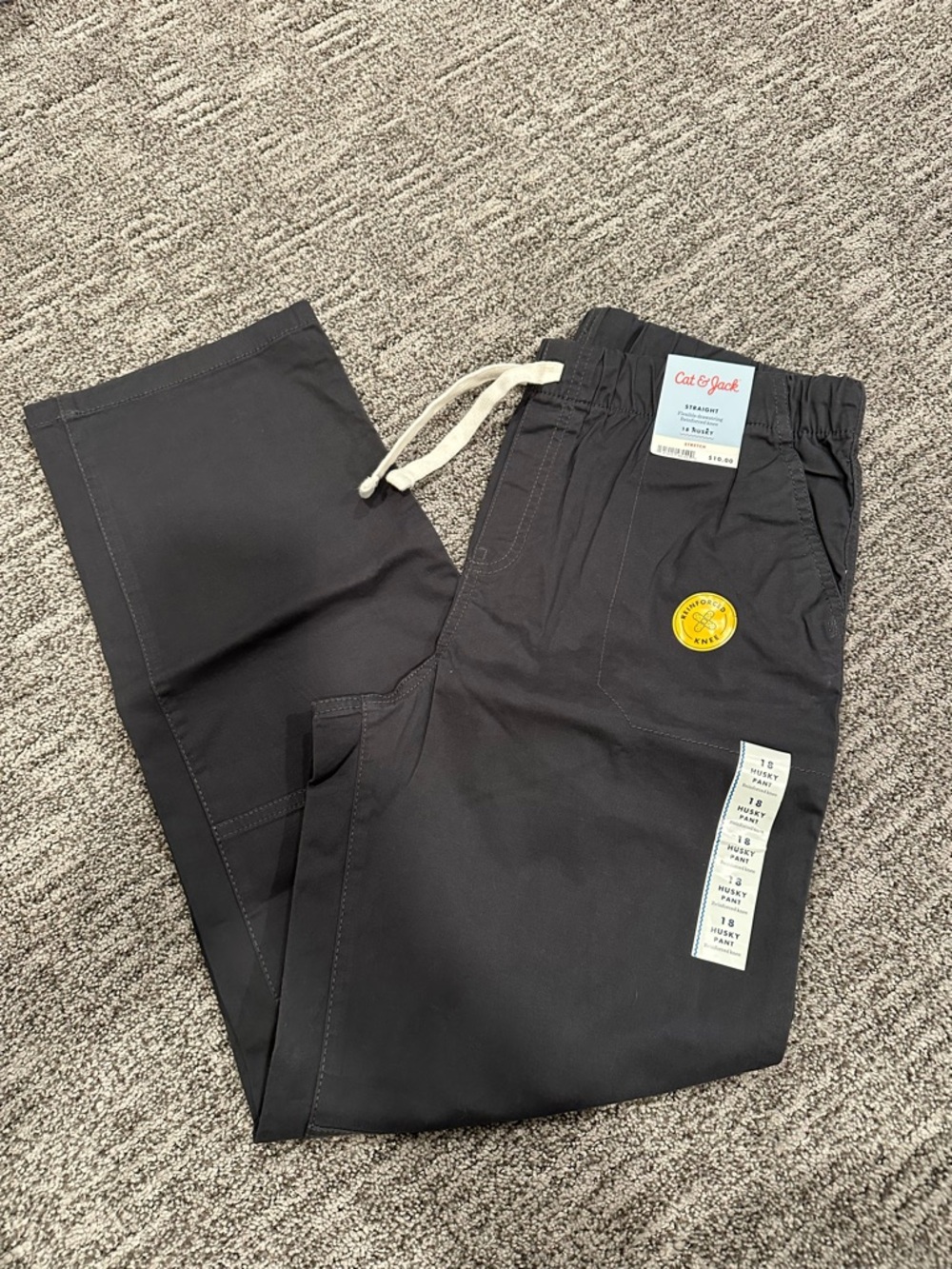 Cat & Jack Gray Boys Husky Drawstring Jogger Pants